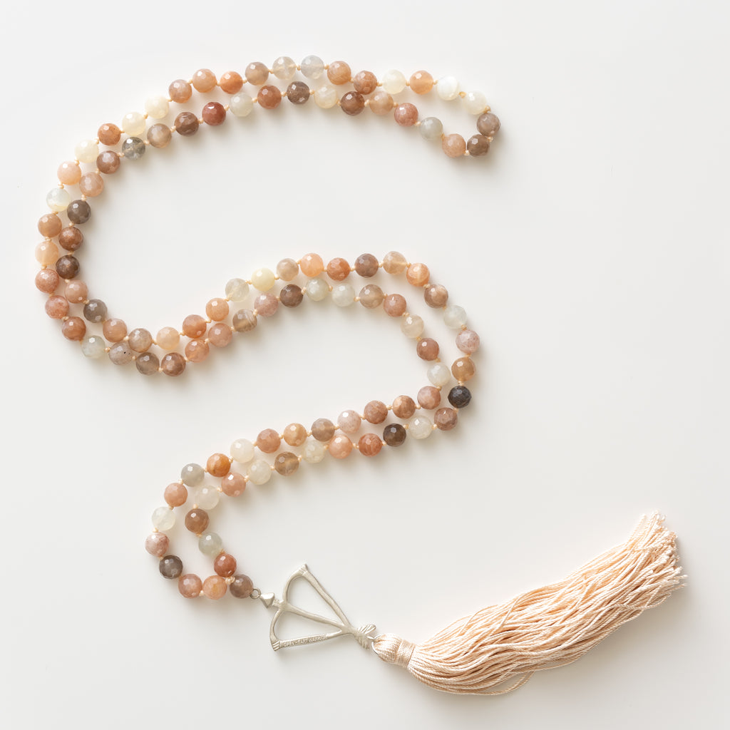 Faceted Peach Moonstone Mala