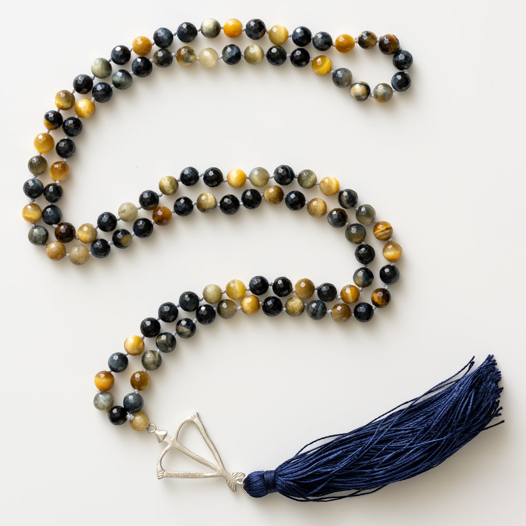 Faceted Blue Tigers Eye Mala