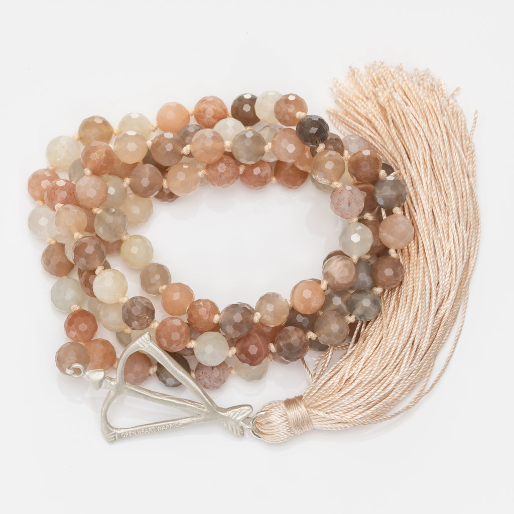 Faceted Peach Moonstone Mala