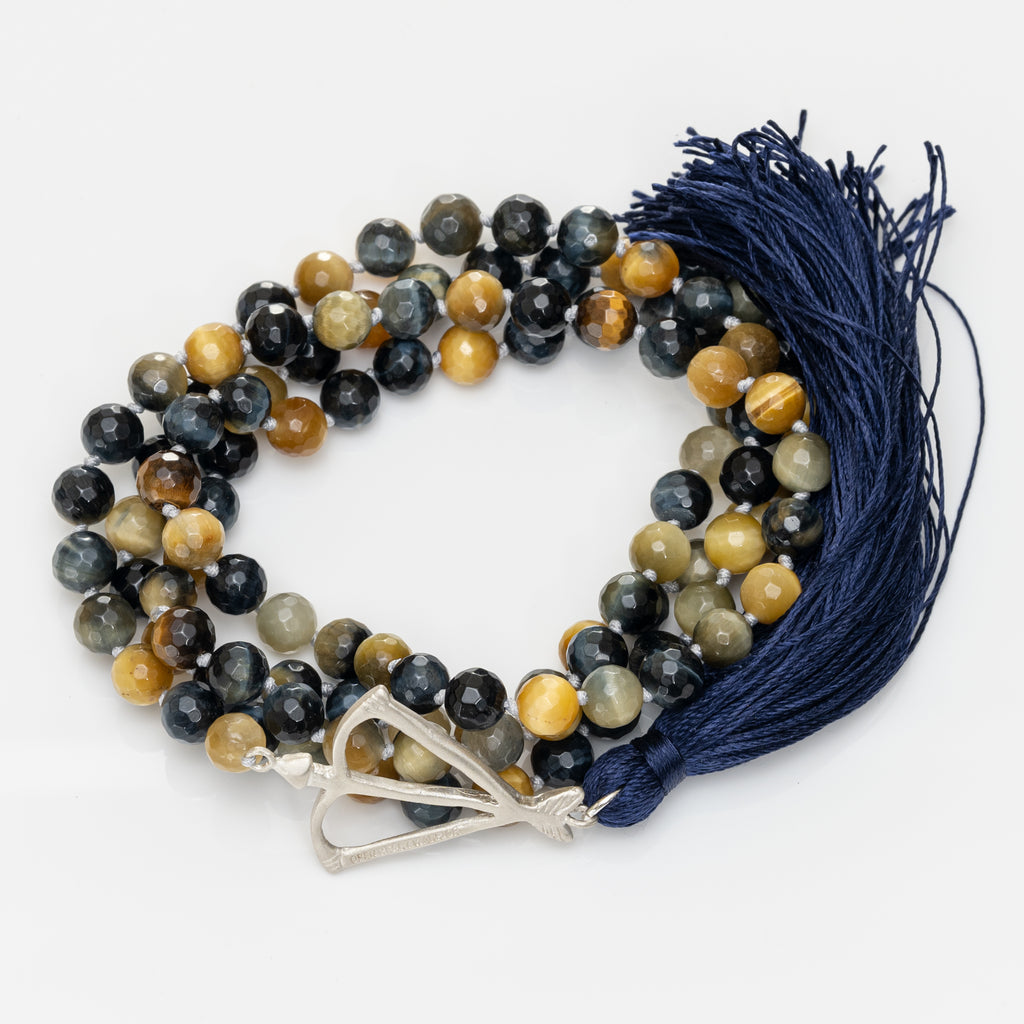 Faceted Blue Tigers Eye Mala