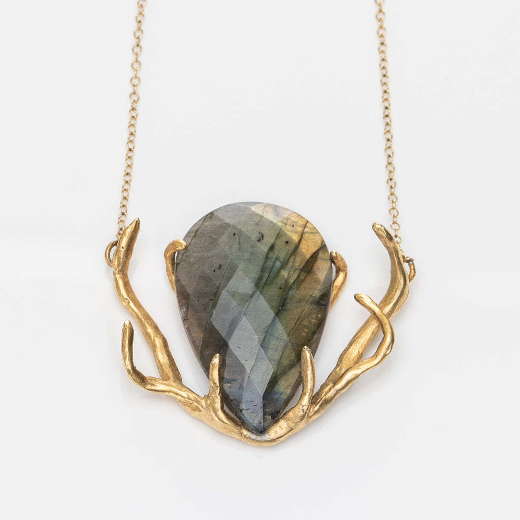 High Vibrational Rare Faceted Fiery Labradorite Huntress Necklace