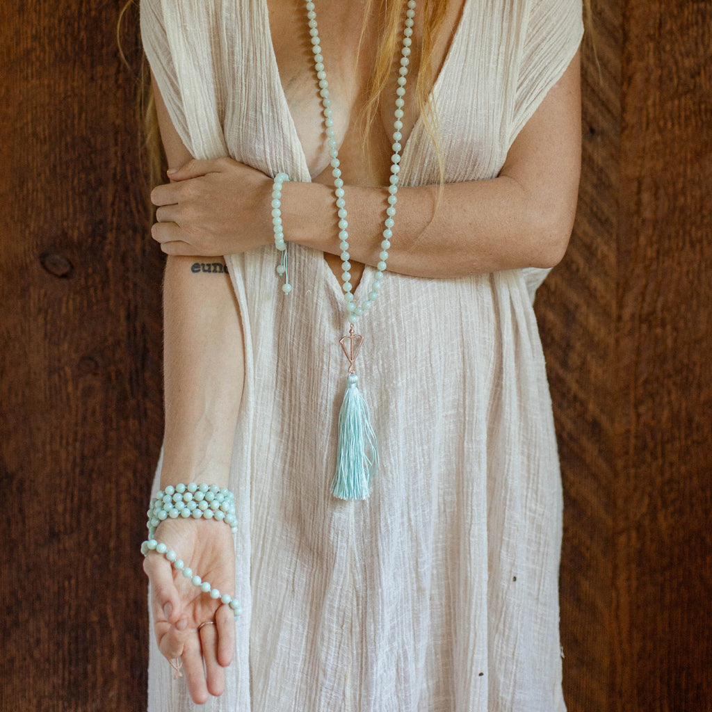 Throat Chakra Mala with Tassel