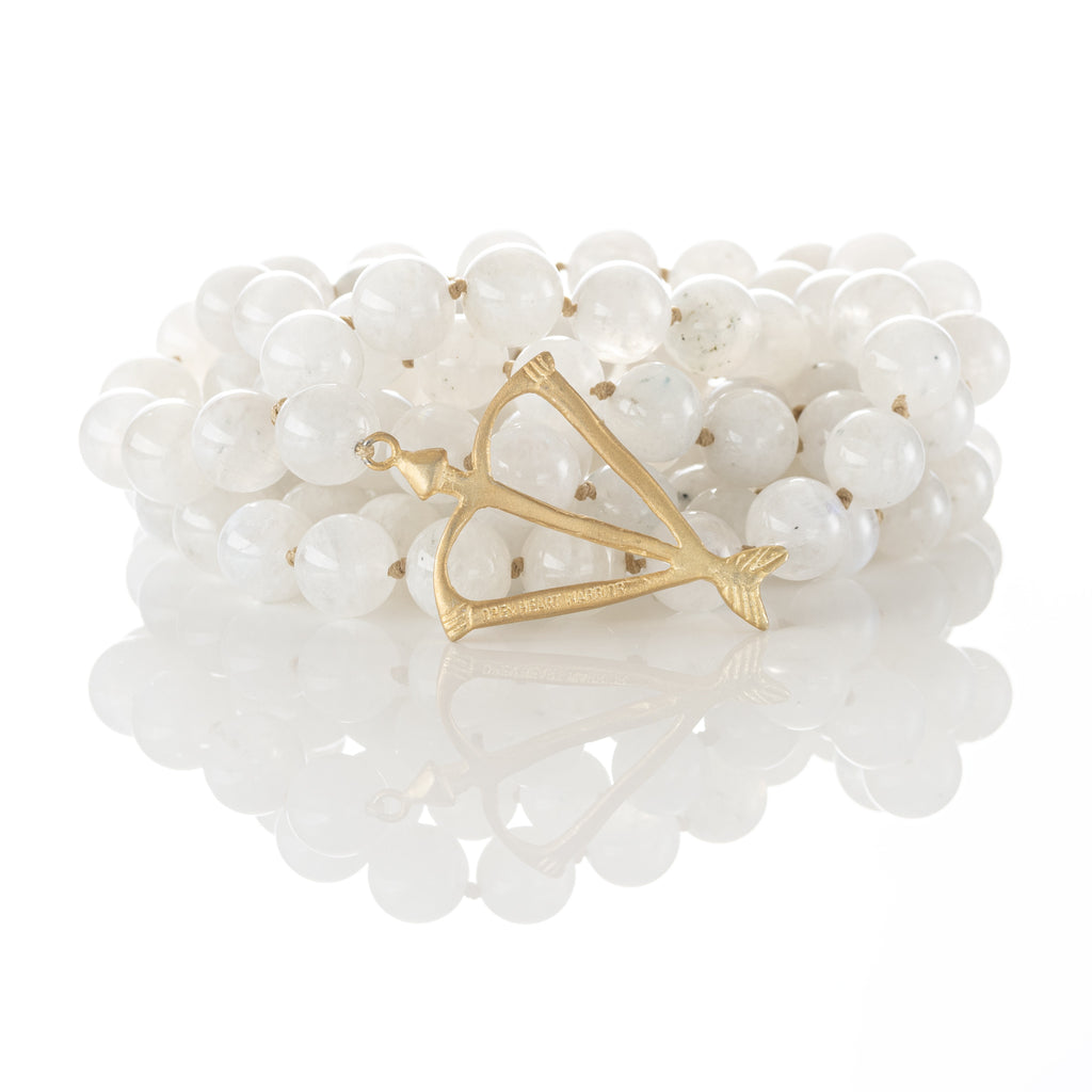 Rainbow Moonstone with Tourmaline Mala
