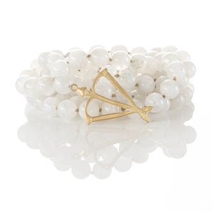 Rainbow Moonstone with Tourmaline Mala