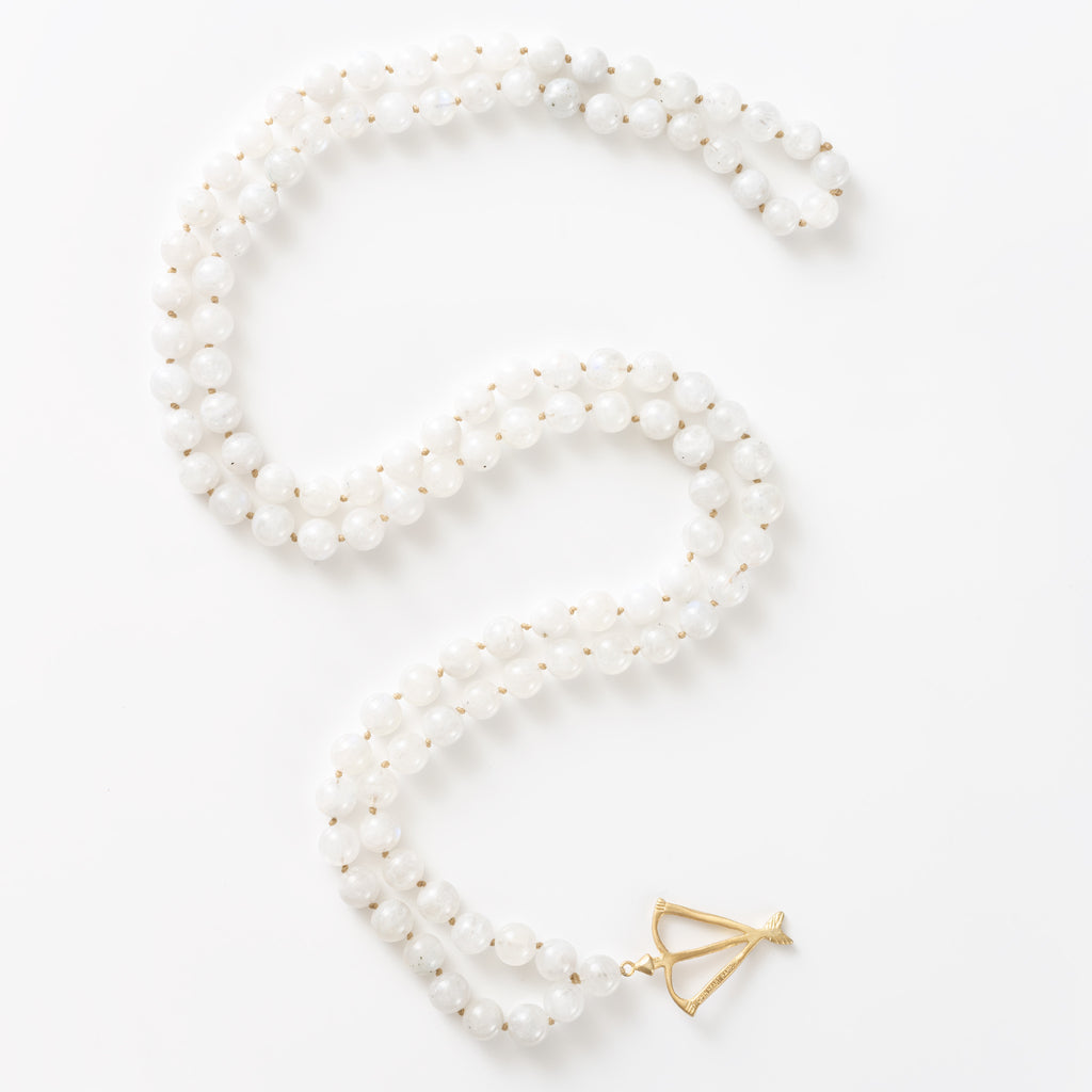Rainbow Moonstone with Tourmaline Mala