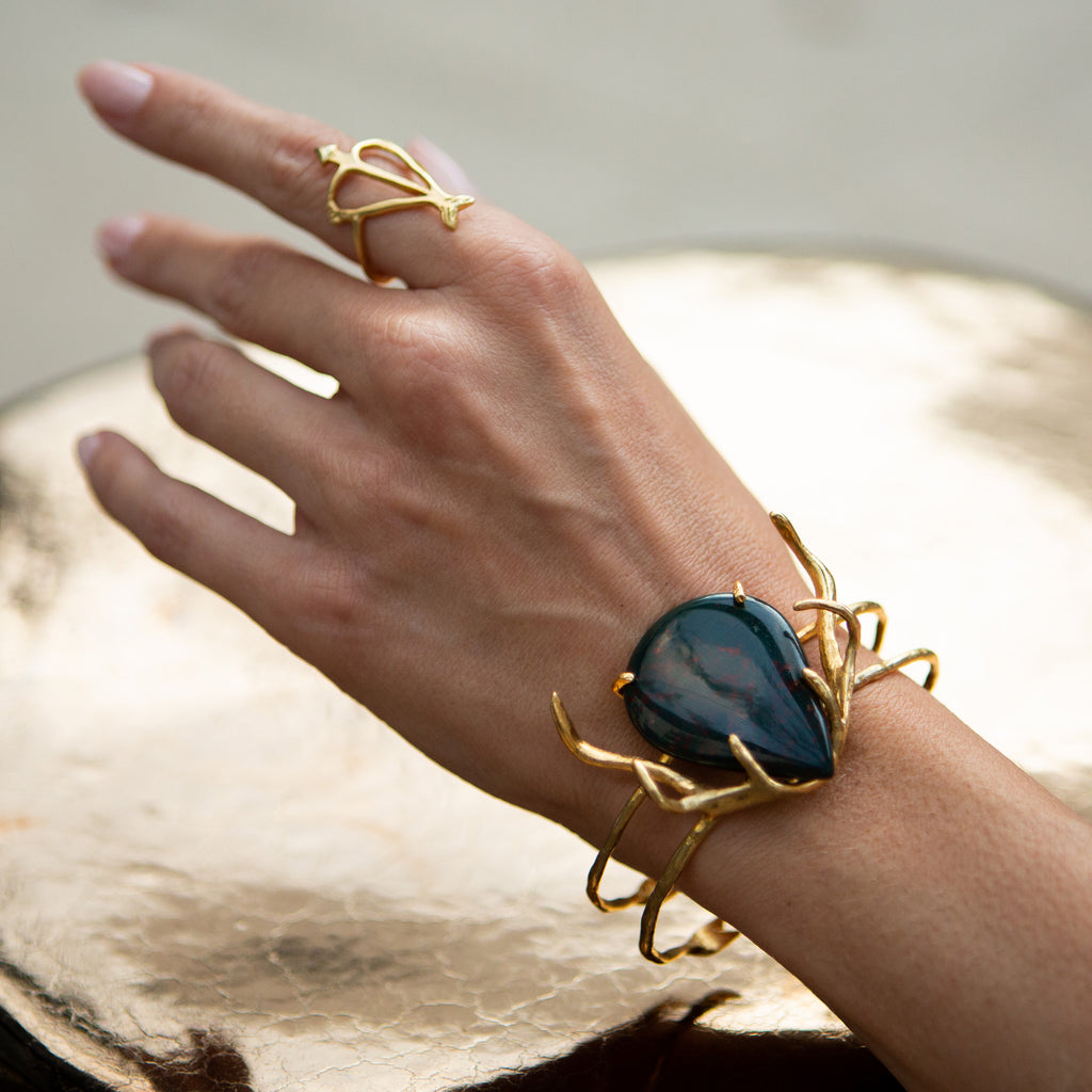 Rare Bloodstone Huntress Cuff Bracelet